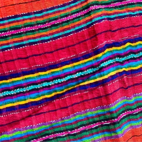 Guatemalan Handmade Artisanal Boho Lightweight Multicolor Striped Scarf Wrap - Picture 3 of 6